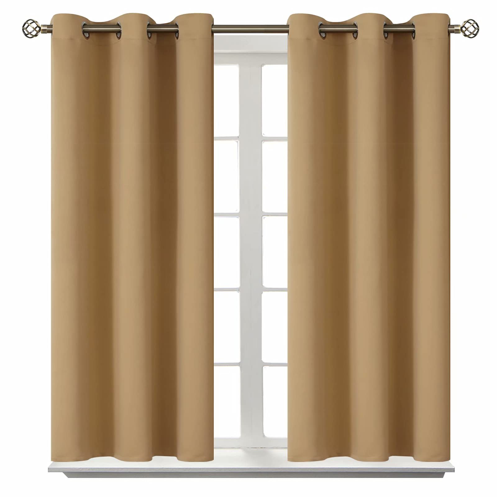 BGment Short Curtains for Small Window 45 Inch Long - Khaki 2 Panels