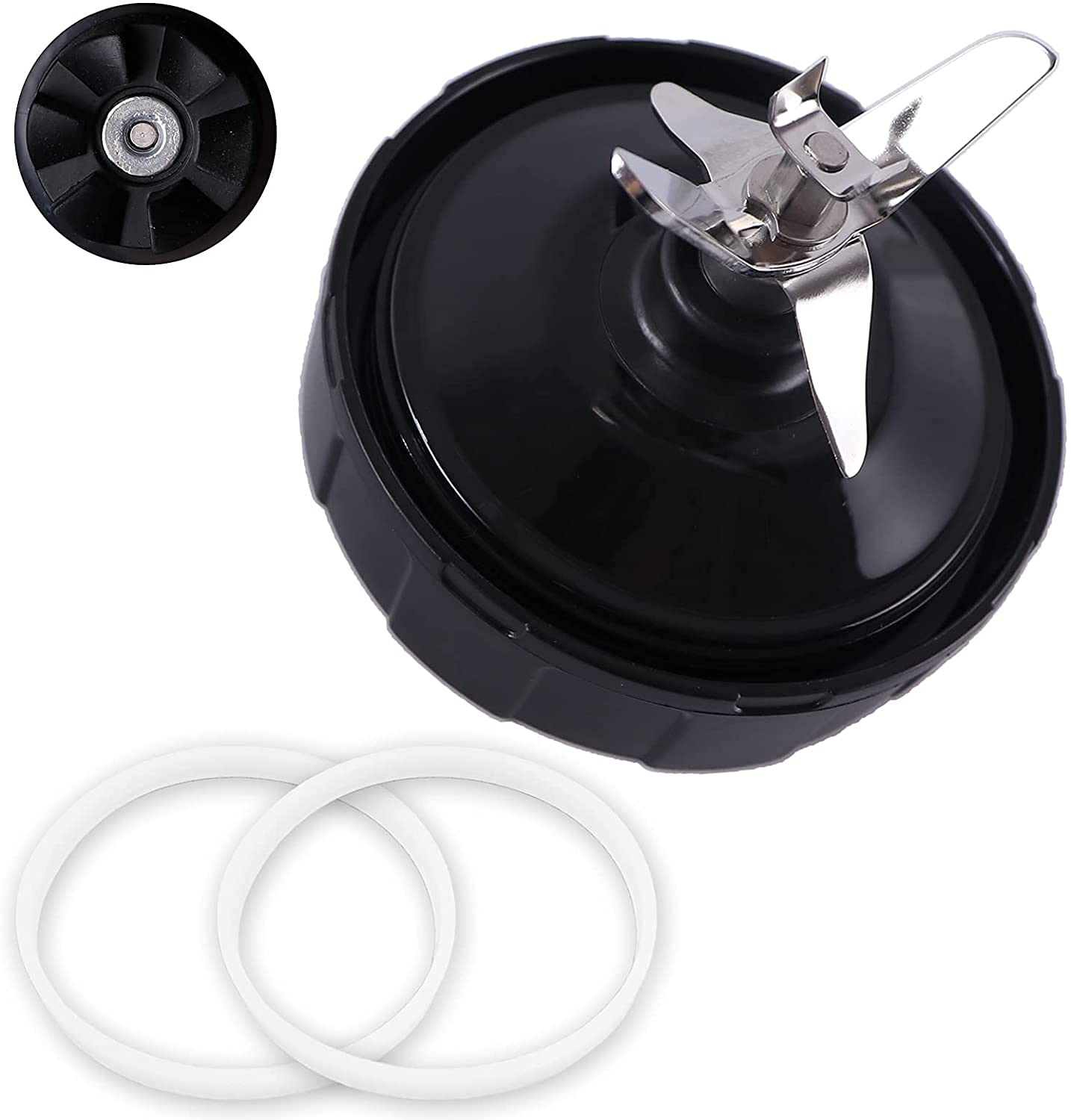6 Fins Blender Blade Replacement Compatible with Nutri Ninja BL660 1100w, BL771, Ninja BL770 1500w, BL780CO BL663 BL663CO BL665Q BL740 BL773 Fits For Ninja Blade 16oz Cup with 2pcs Rubber Gaskets
