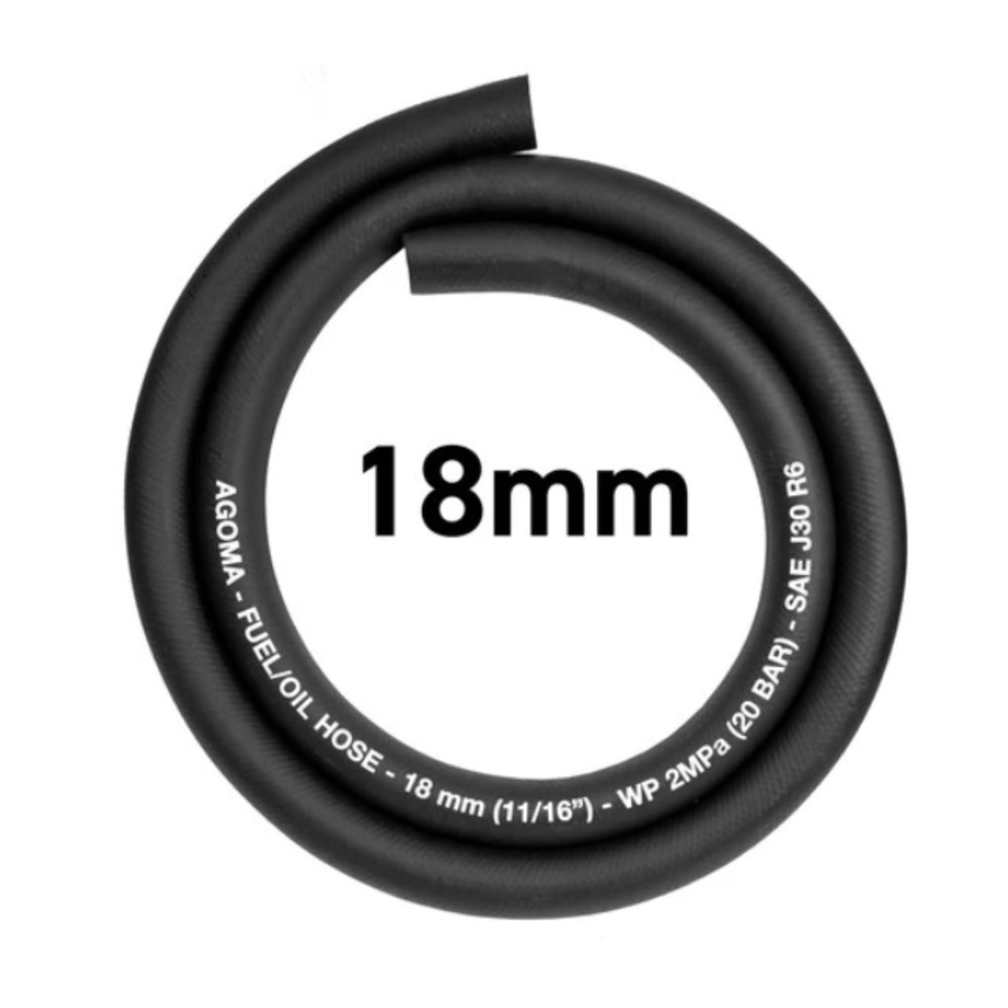Ap Supplies Black 4Mm Fuel Hose - Reinforced Rubber Hose For Fuel, Diesel, Petrol, Water - Oil-Resistant Flexible Pipe For Engine Fuels, Industrial Use (18Mm X 1M)
