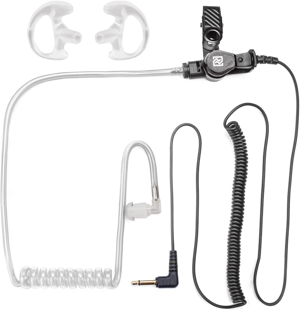 Remtise 3.5mm Receiver/Listen Only Acoustic Tube Headset Earpiece with One Pair Medium Earmolds for Two-Way Radios/Walkie Talkie Speaker Mics (Clear)