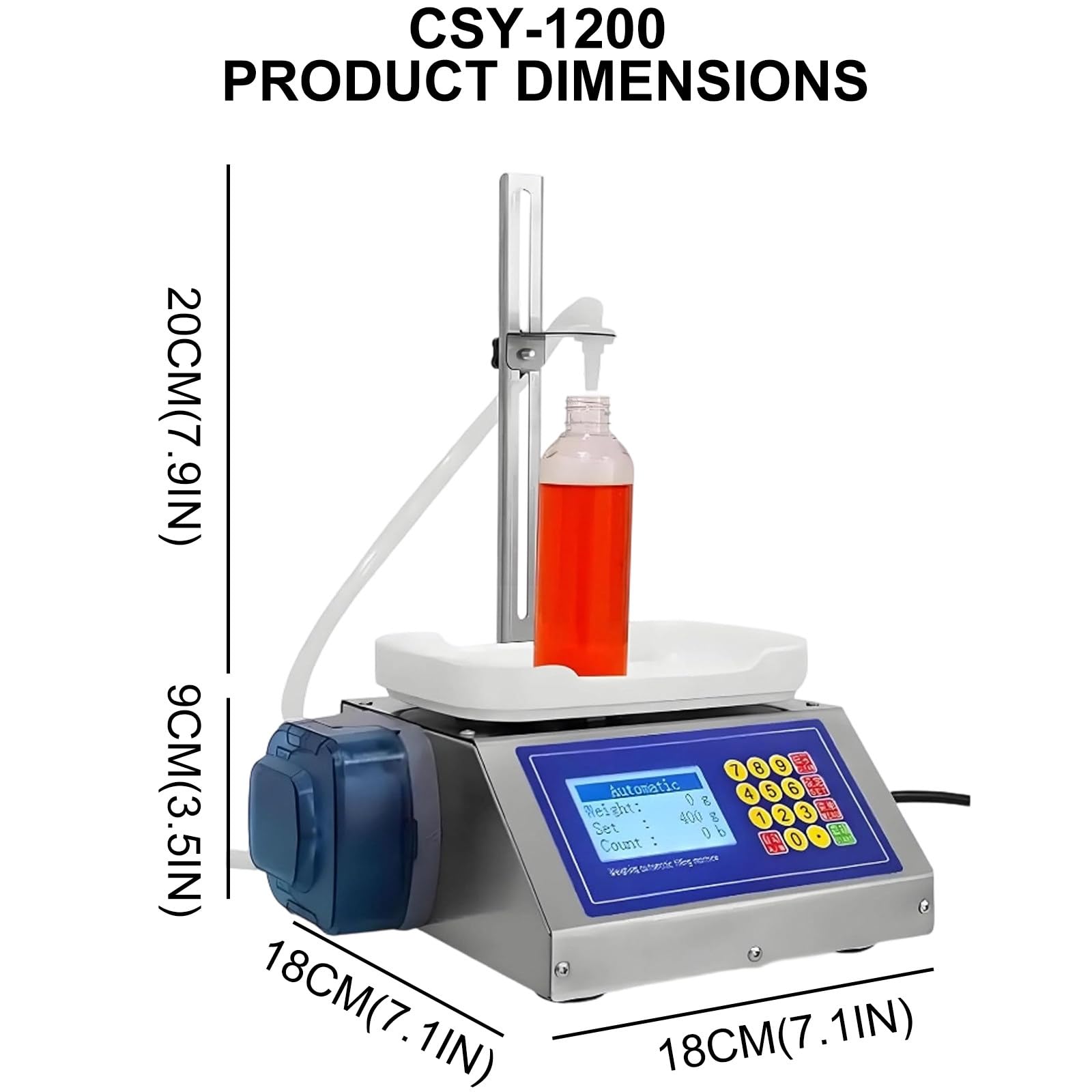 Máquina de llenado de bomba peristáltica, dispensador de líquidos de alta precisión, llenadora automática de botellas con pantalla LCD para llenado cuantitativo de líquidos, CSY-1200