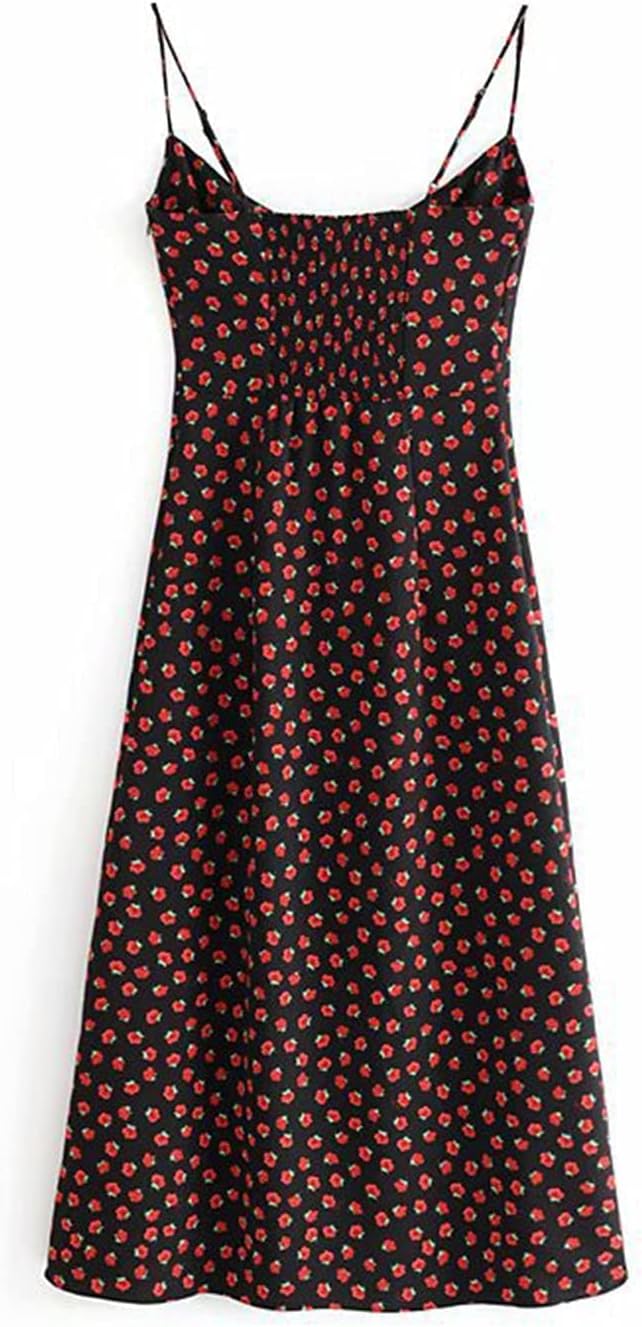 Omoone Womens Floral Dress Low-Cut Square Neck Spaghetti Strap Tie Bodycorn 90s Y2k Sun Dresses