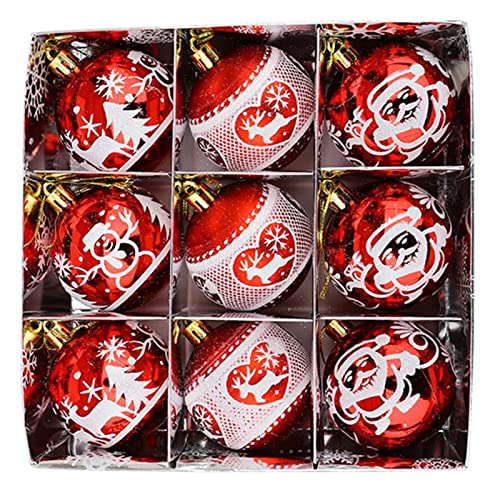 16 Palline Di Natale Infrangibili 6 Cm In PVC – Set Decorazioni Albero Con 6 Stili – Rosso, Verde E Oro - 5