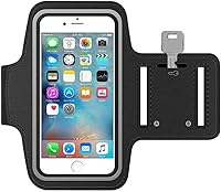 MMOBIEL Stretchable Running Armband for iPhone 17/16/15/14/13/12/11/XR up to 7.1" - Key Holder, Reflective Strip, Touch Sensitive Cover - Black