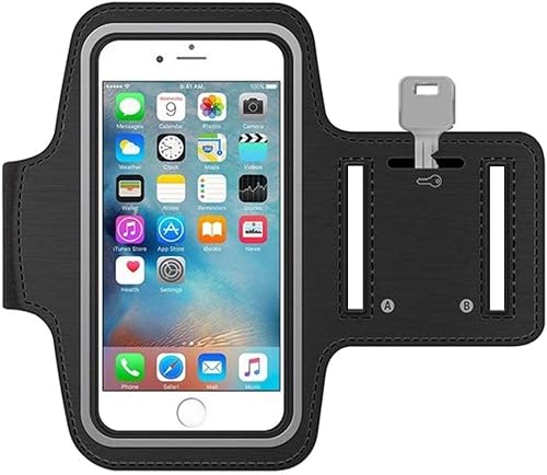 Stretchable Cell Phone Armband by MMOBIEL  Running Arm Band with Key Holder, Reflective Strip & Touch Screen Cover  Compatible with iPhone