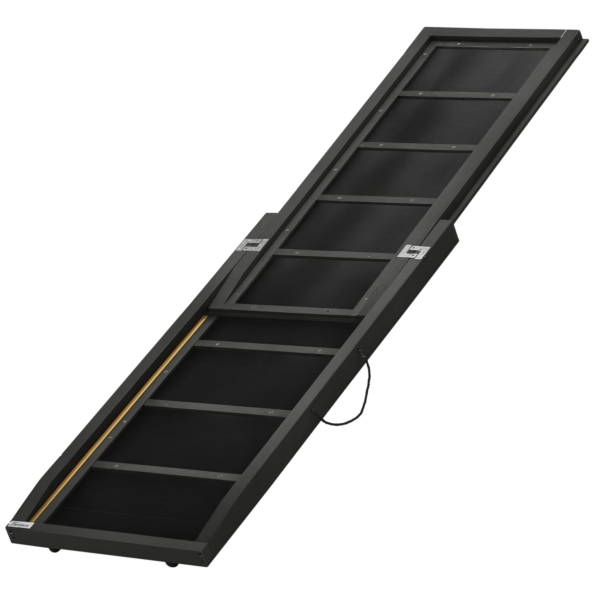 PawHut Rampa per Cani Pieghevole in Legno con Superficie Antiscivolo e Maniglia Laterale, 43x165x6.5cm, Nero
