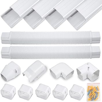 DWALE 3 "17Ft PVC مجموعة مجموعة مجموعة خط الزخرفة ، غطاء مجموعة خط صغير مقسم ، لمكيف هواء صغير بدون مجاري ومضخات مركزية ومضخات حرارية   