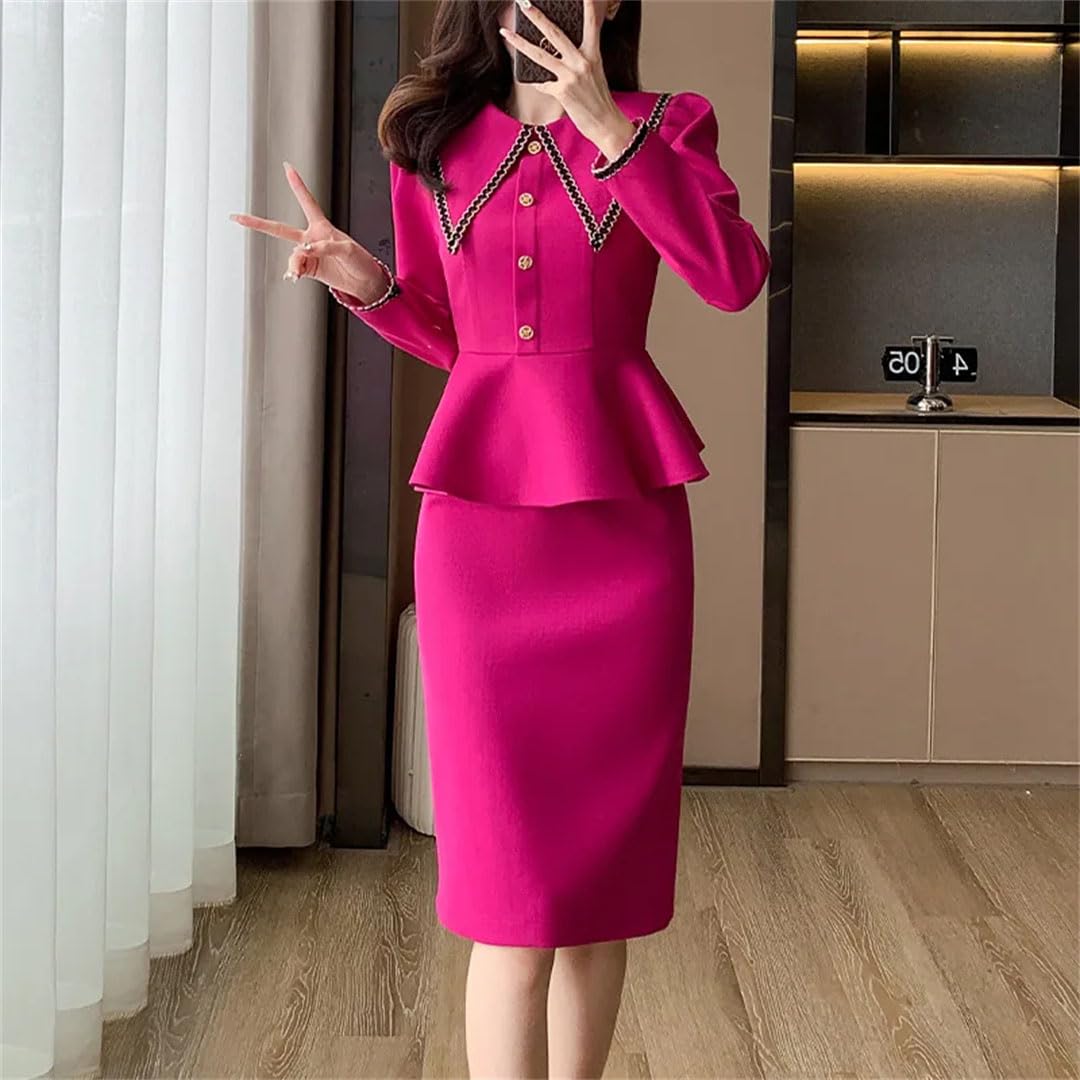 Conjunto de falda tipo blazer de un solo pecho para mujer, para oficina, formal, negocios, elegante conjunto de falda