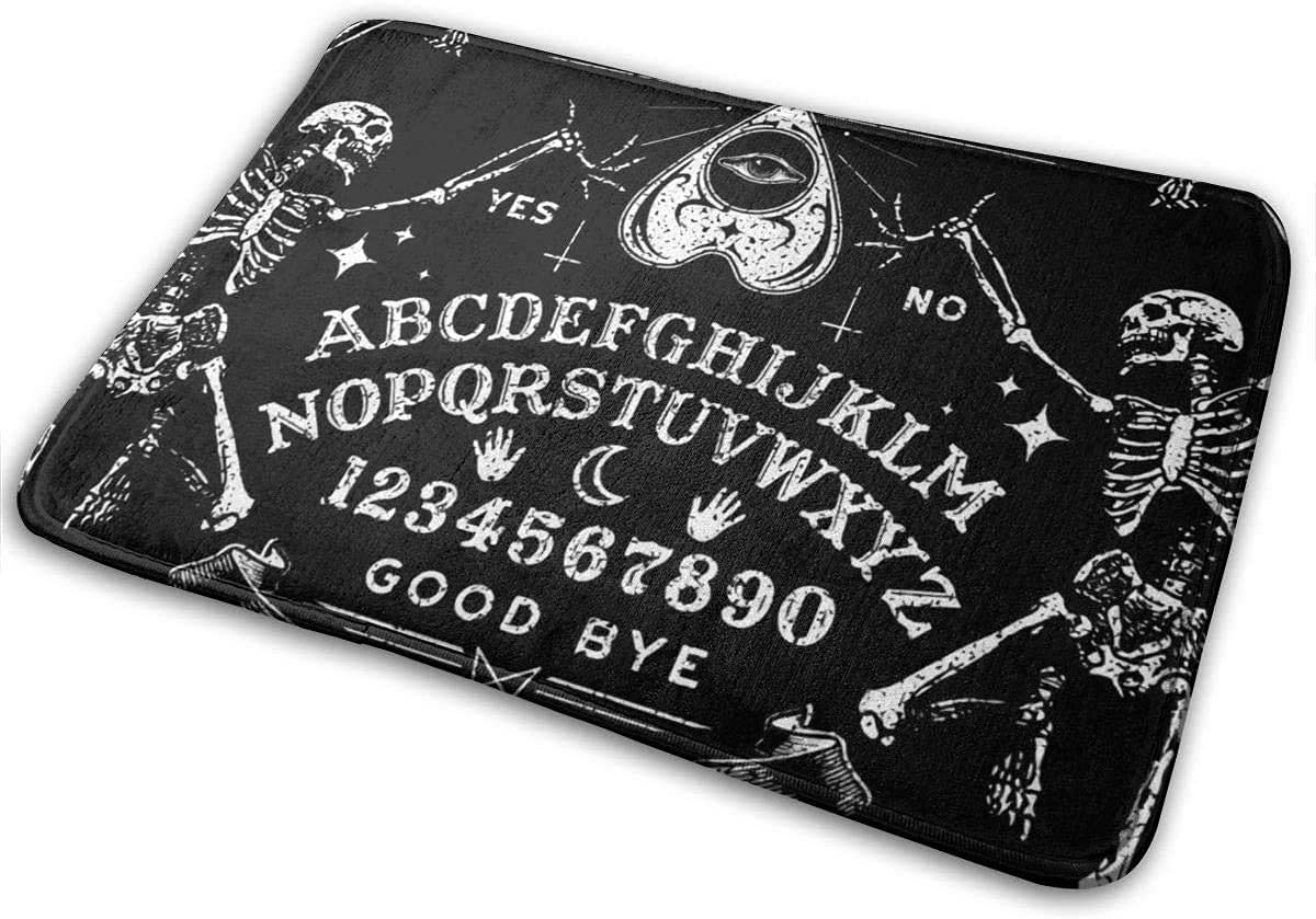 FFLSDR Doormats Vintage Skeleton Magic Ouija Board Black Memory Flannel Bathroom Rugs Bath Mat Carpet 40X60 CM
