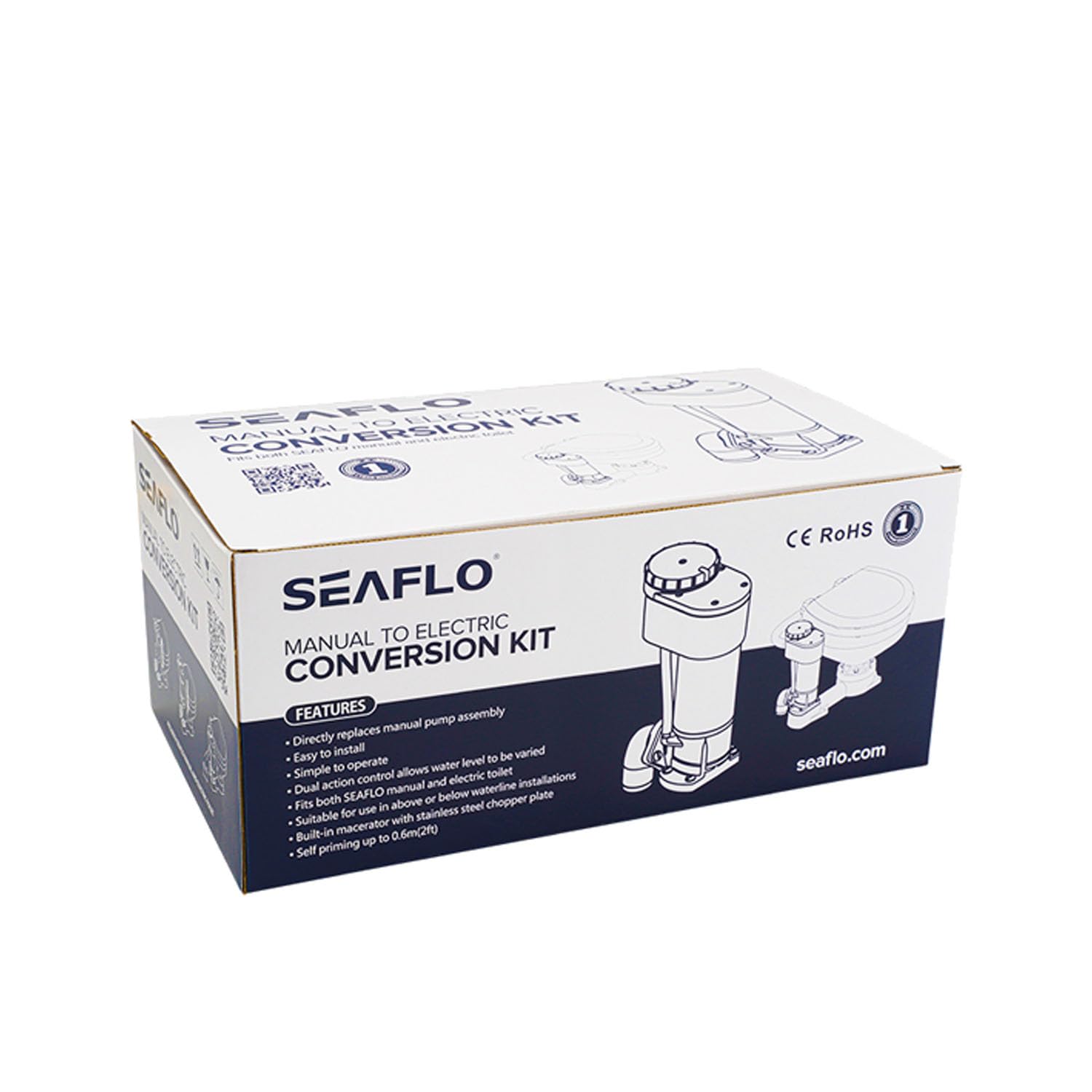 LIGHTEU®, SEAFLO 12V Marine Toiletten Umrüstkit – Elektrische Spül- & Maceratorpumpe für Bootstoiletten, Selbstansaugende Flush-Pumpe 5 GPM, SFMTP1-02