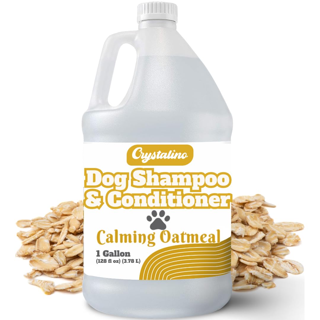 Oatmeal Shampoo for Dogs - 1 Gallon Dog Shampoo Champu para Perros & Conditioner Concentrate Professional Grooming - 1 Gallon Sensitive Hypoallergenic Dogs Shampoos, Oatmeal Puppy Shampoos