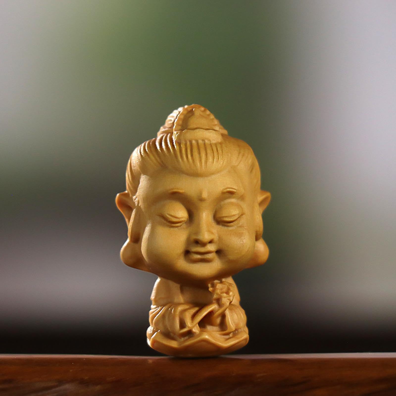 Amazon.co.jp: 漫画の仏像の飾り木の像手作りの木彫りの装飾ツゲ