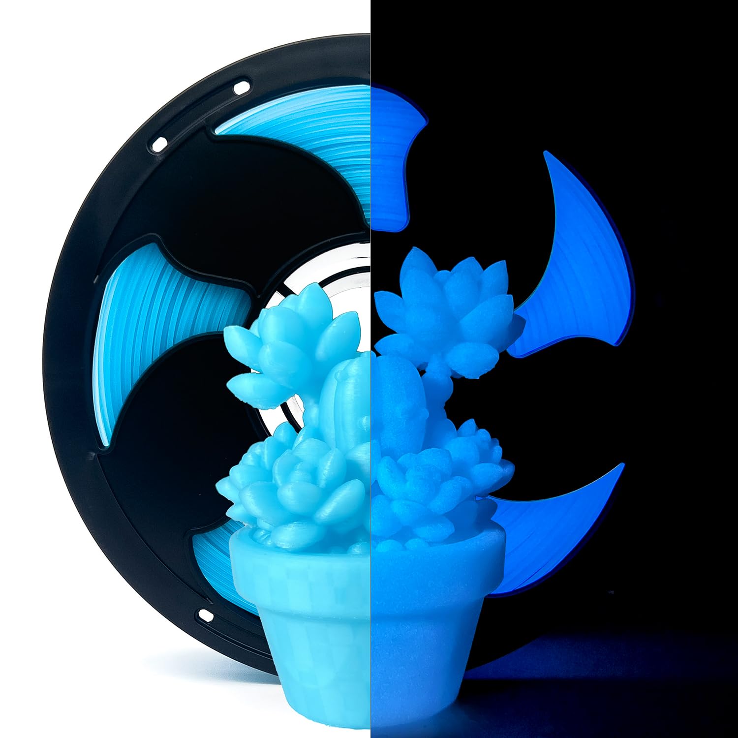 Świecący w ciemnoniebieskim filament PLA 1,75 mm filament do drukarki 3D o wysokiej intensywności, wzmocniony filament PLA do drukowania 3D 1 kg (2,2 funta) szpula starannie nawinięta pasuje do