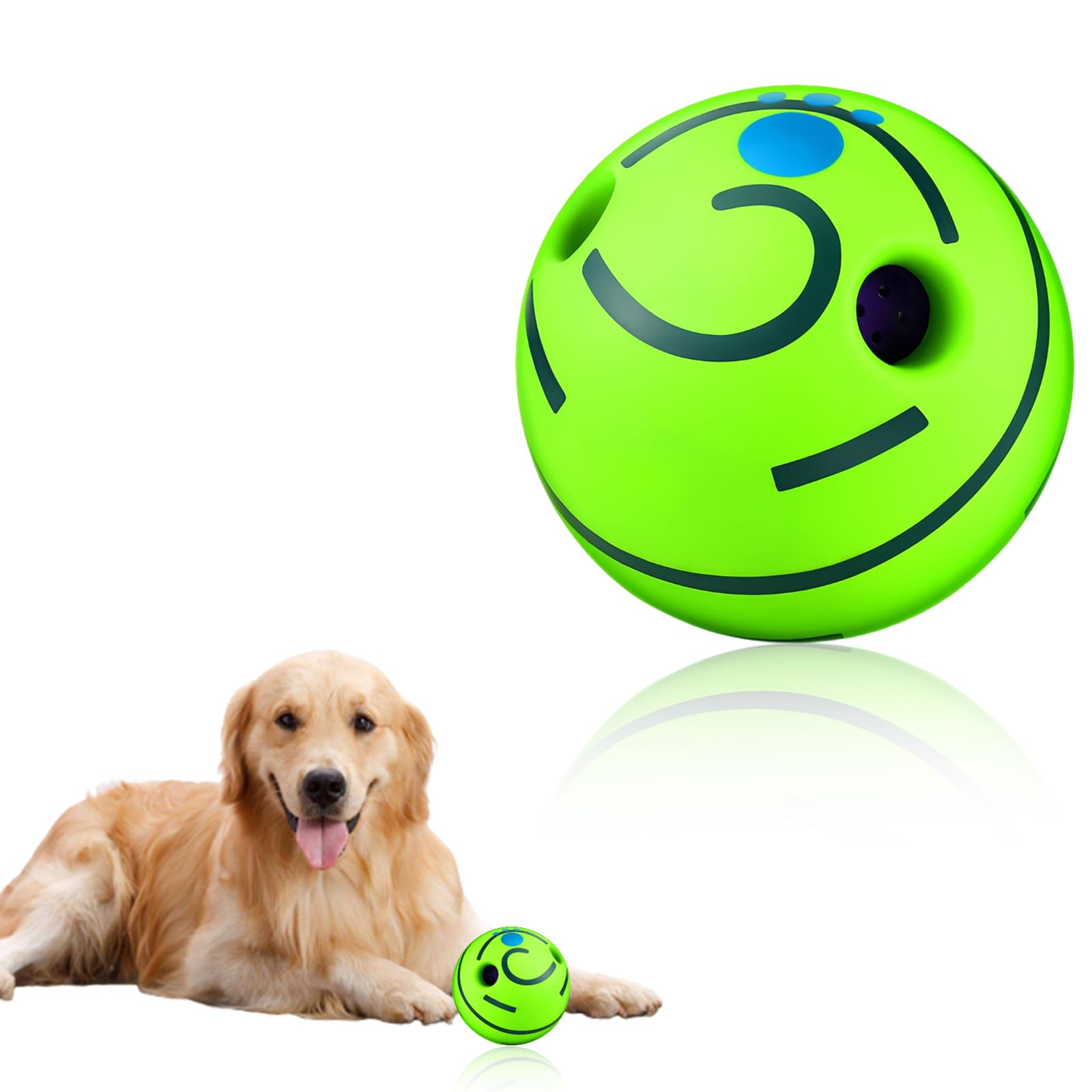 Kemay Interactive Vinyl Giggle Ball for Dogs - Squeaky Dog Toy for Large, Medium & Small Breeds, Durable Indestructible Pet Ball to Relieve Anxiety & Boredom, Fun Indoor/Outdoor Play