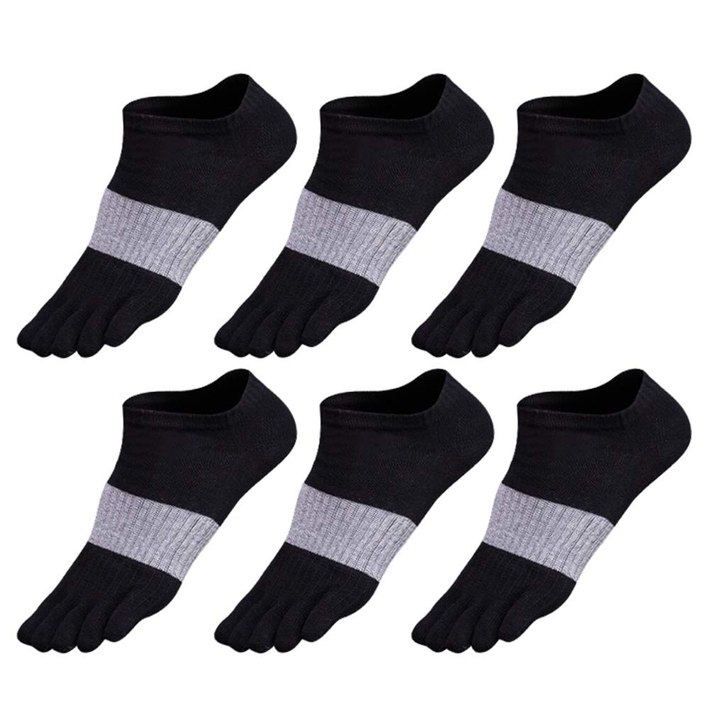 GINZIN 6 Pairs Toe Socks Running Five Finger socks No Show Crew Socks for Men (Black×6, 9-11)