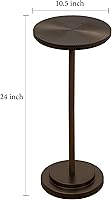 Vista 2 de Drink Table, Carved Table Top Martini Table, Small Side Table, Weighted Base Pedestal Table for Living Room, Bedroom, Bathroom, Brown