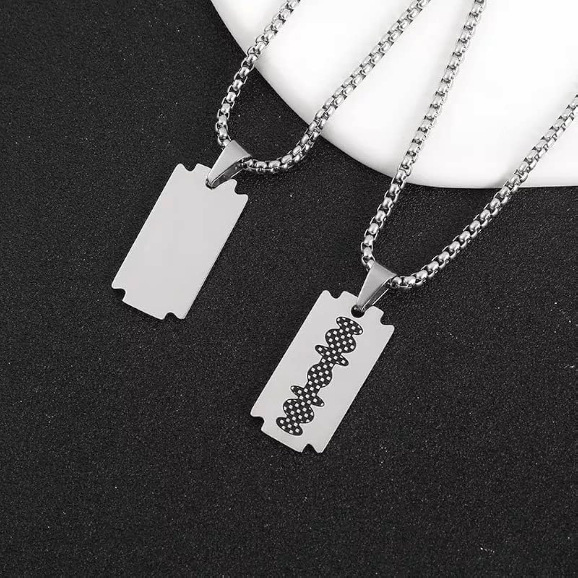 Pure Titanium Steel Razor Blade Pendant Necklace for Boys
