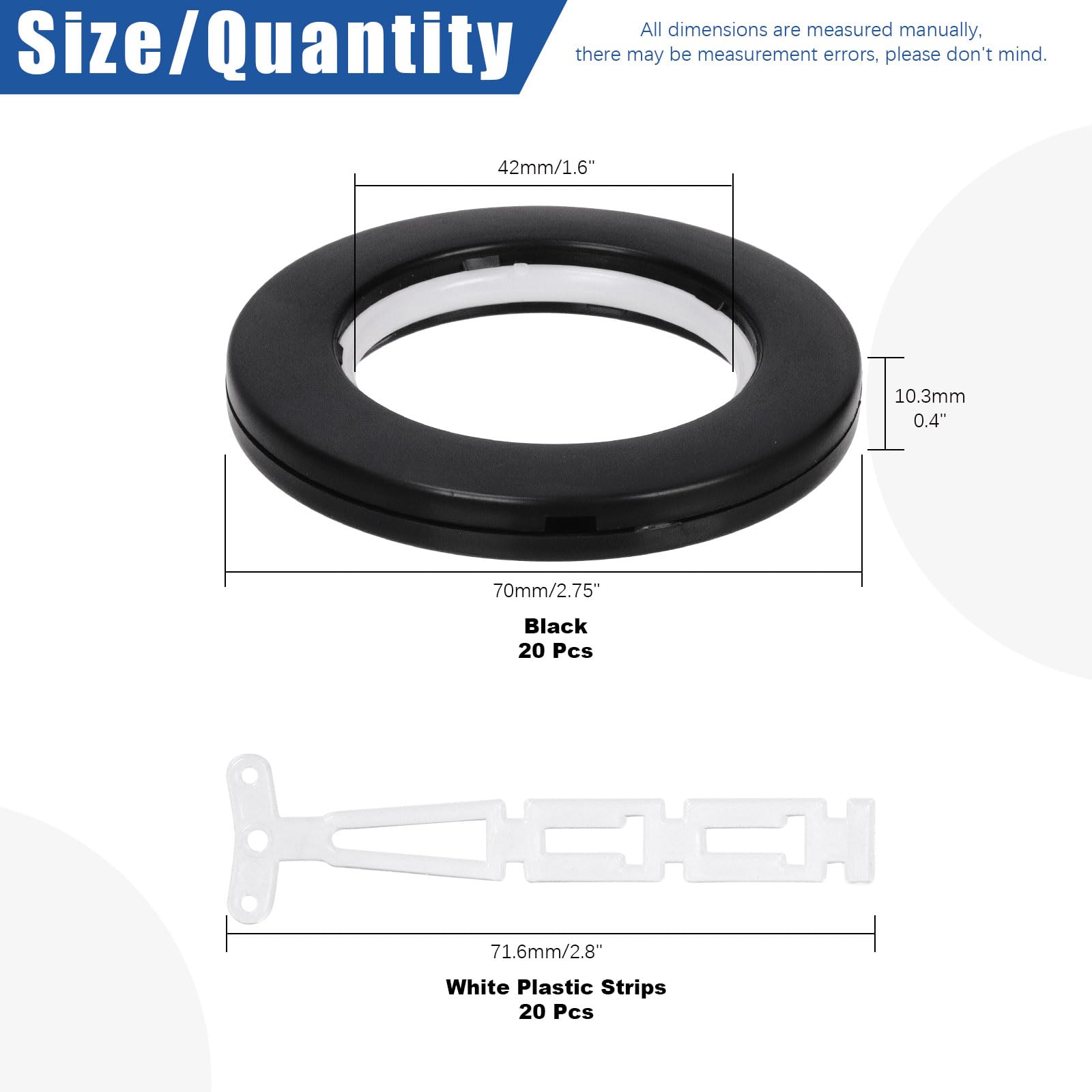 Glarks 20 Sets 1-5/8" (42mm) ID Curtain Grommets Plastic Grommet Eyelets Rings with Washers Easy Push Snap Grommet Low Noise Sliding Curtain Ring for DIY Curtains Canvas - Image 2