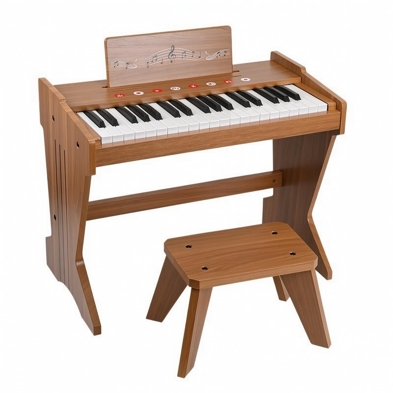 Qianly Piano 37 Compact | Support à partition Intégré, Piano, sur Pied, J, Enfants, Débutants, Brun