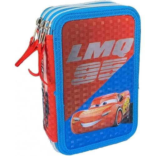 ASTUCCIO SCUOLA 3 ZIP PER CARS - SAETTA MCQUEEN - COMPLETO DI 44 PEZZI