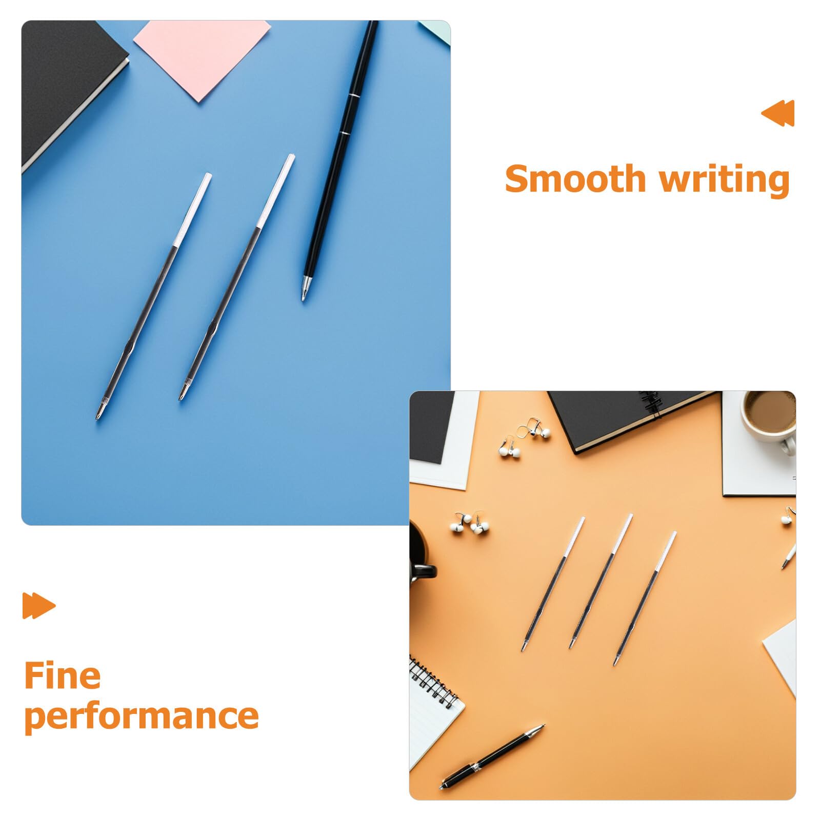 600 Pièces Recharges Stylo-bille Noir Pointe Précise Rechargeable Flux Écriture Fluide pour Bureau École et Usage Domestique