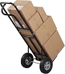 Goplus Camion à main en métal, poids lourd 600 LBS Déplacement de chariot Dolly avec poignée P & 10" Roues en caoutchouc, Cart à main plate avec plaque de base pliable pour la maison, Entrepôt, Garage (Rouge) (Noir)