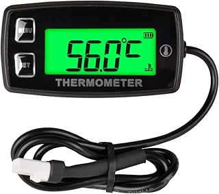 NInE-ROnG Full-view Digital LCD Engine Thermometer Temperature Gauge Over-temperature Alert Battery Replacement for Motorcycle Scooter Dirt Bike ATV Outboard Motor Marine Snowmobile Engine