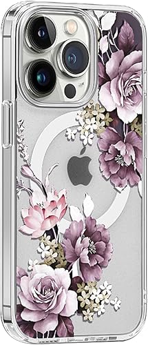 Miniatura 6 de Funda Magsafe para iPhone 11 Pro, lindo floral delgado a prueba de golpes protector duro PC+TPU parachoques flor mujeres cubierta magnética caso