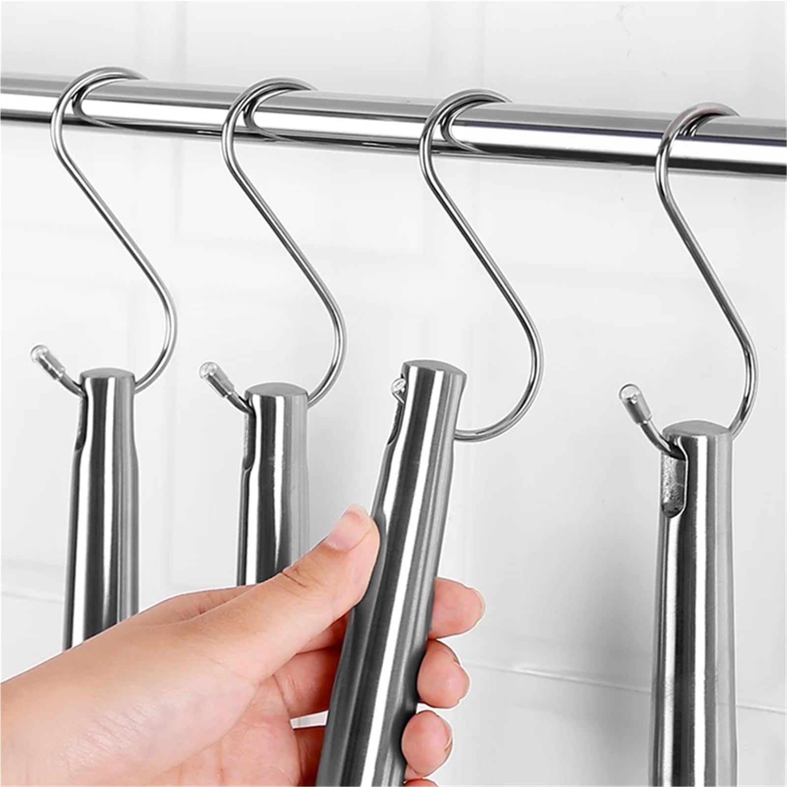 100 ganchos en forma de S acero inoxidable con punta afilada for colgar utensilios carne, ropa y carnicería, cocina repostería para Procesamiento de Carne(M)