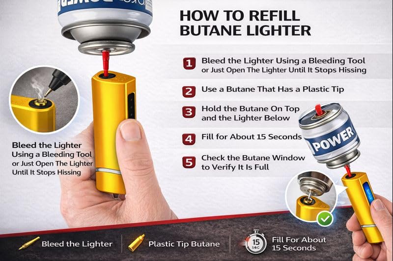 Encendedor Jet de Gas Recargable JB Lighters Metal miniatura 6