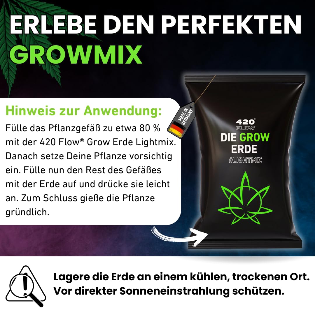 Grow Erde Lightmix – Perfekte Erde für gesundes Pflanzenwachstum, keimfrei, optimierter pH-Wert, fördert Wurzelbildung, vegan, gebrauchsfertig mit Perlite (2X 20 Liter (40 Liter))