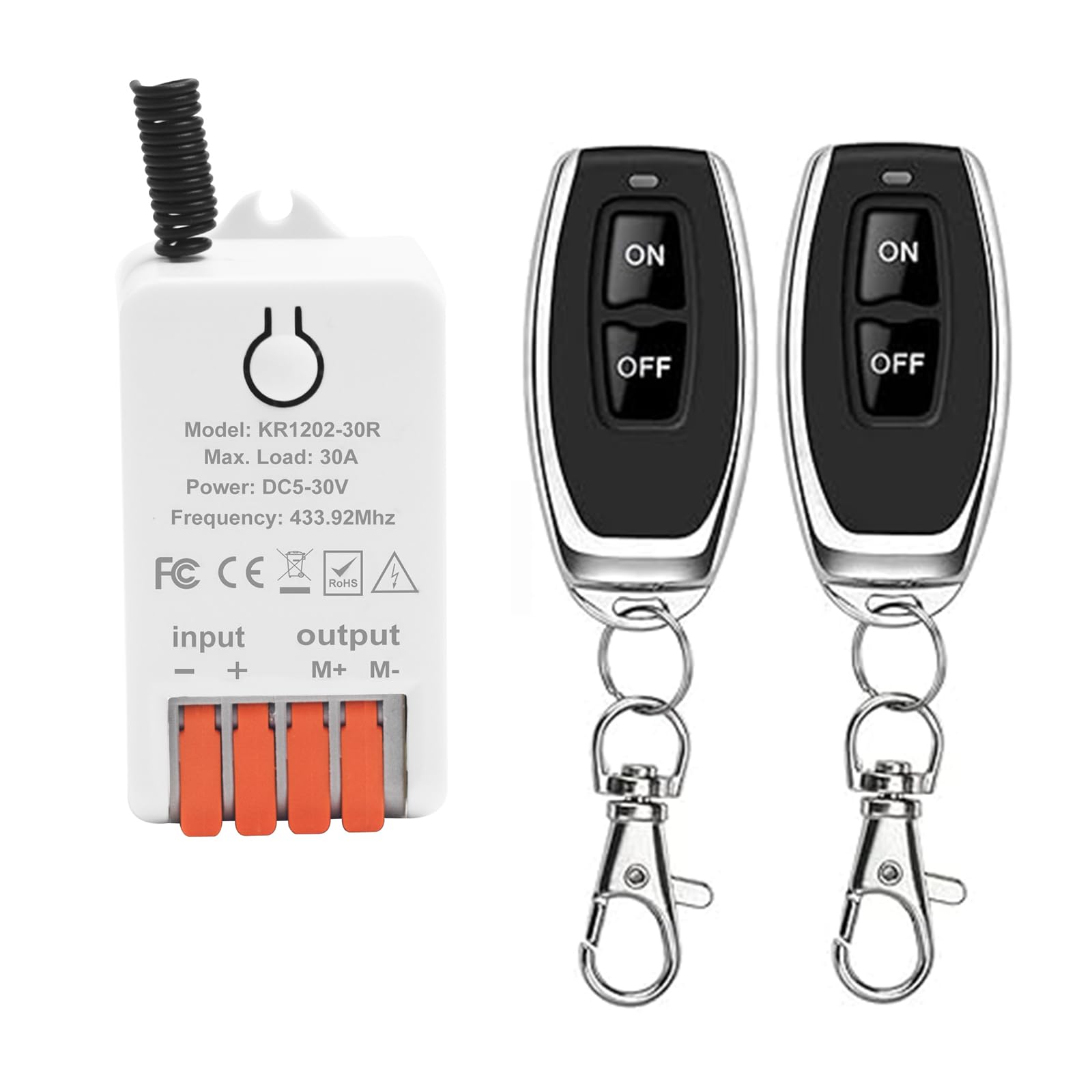 QIACHIP Funk Motor Fernbedienung Schalter 30A DC 12V Relais Empfänger Controller für Garagentoröffner Vorwärts Rückwärts Electric Push Rod,Garagentor Rolltore,Wasserpumpen