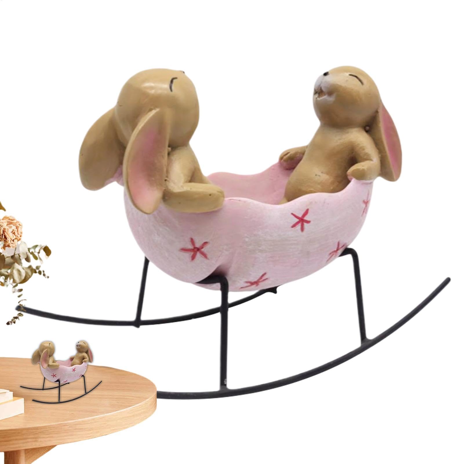 Statues de lapin de dessin animé dans la baignoire pour égayer la maison