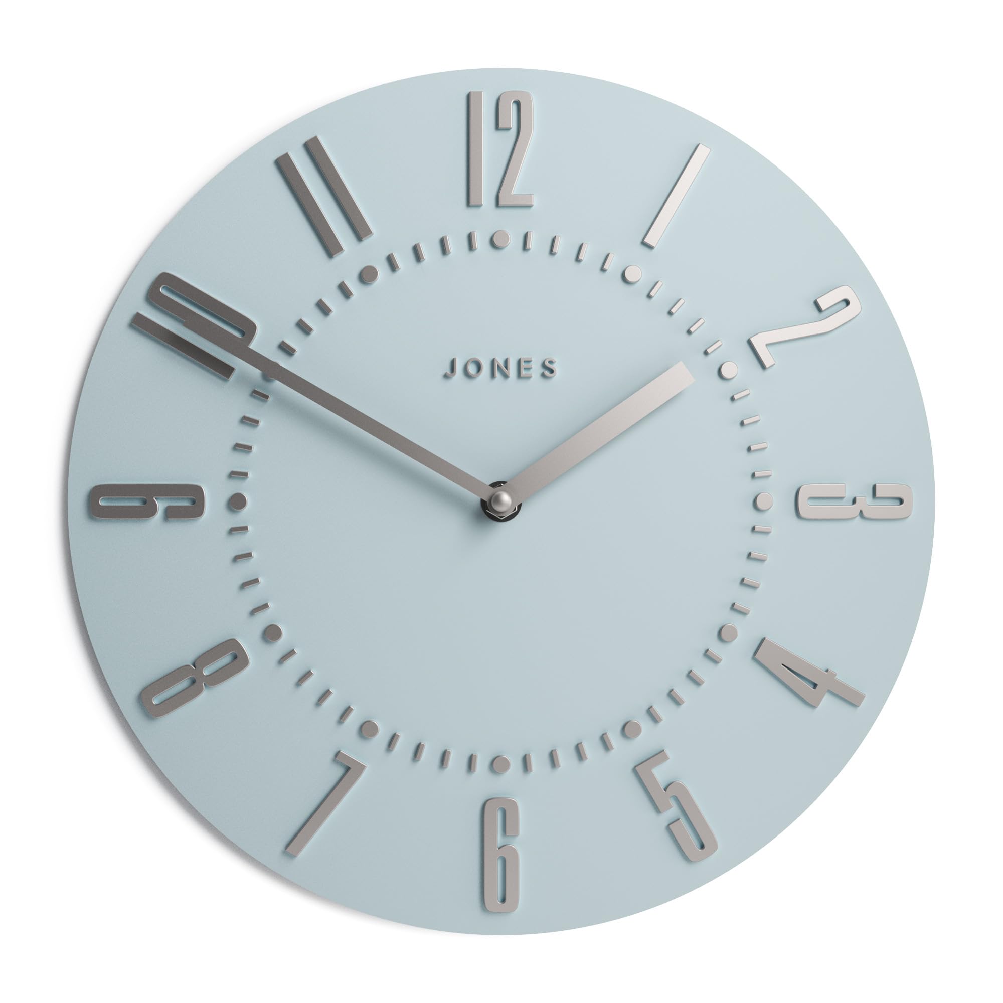 Jones Clocks® Juke wall clock | Retro convex clock | 30cm | Pale blue | Ideal for the kitchen, living room, office or bedroom