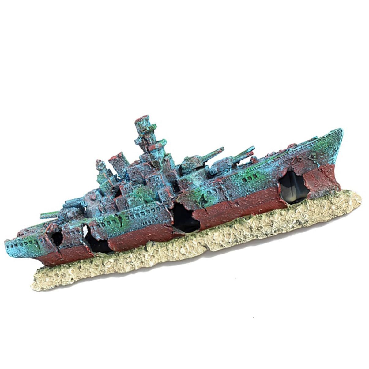 BESPORTBLE Decoración De Naufragios para Acuario Adorno Temático De Resina Forma De Barco Hundido para Cuevas y Escondites De Peces Betta Decoración De Pecera De Naufragio