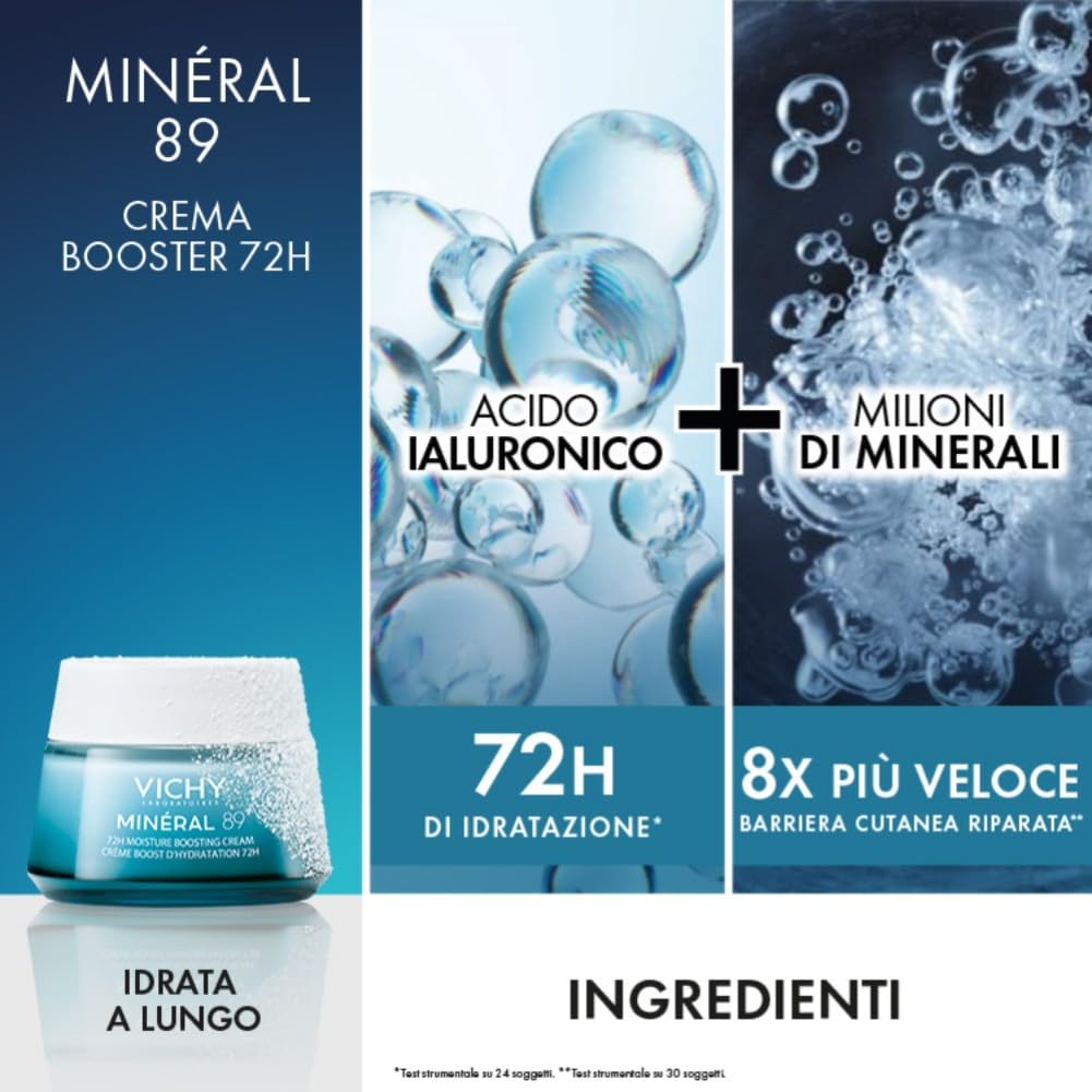 Vichy Minéral 89 Cofanetto Regalo Boost Idratazione, Siero Booster e Crema Idratante, Per Tutti i Tipi di Pelle, Azione Fortificante e Rimpolpante, Pelle Tonica e Levigata, 50 ml + 15 ml