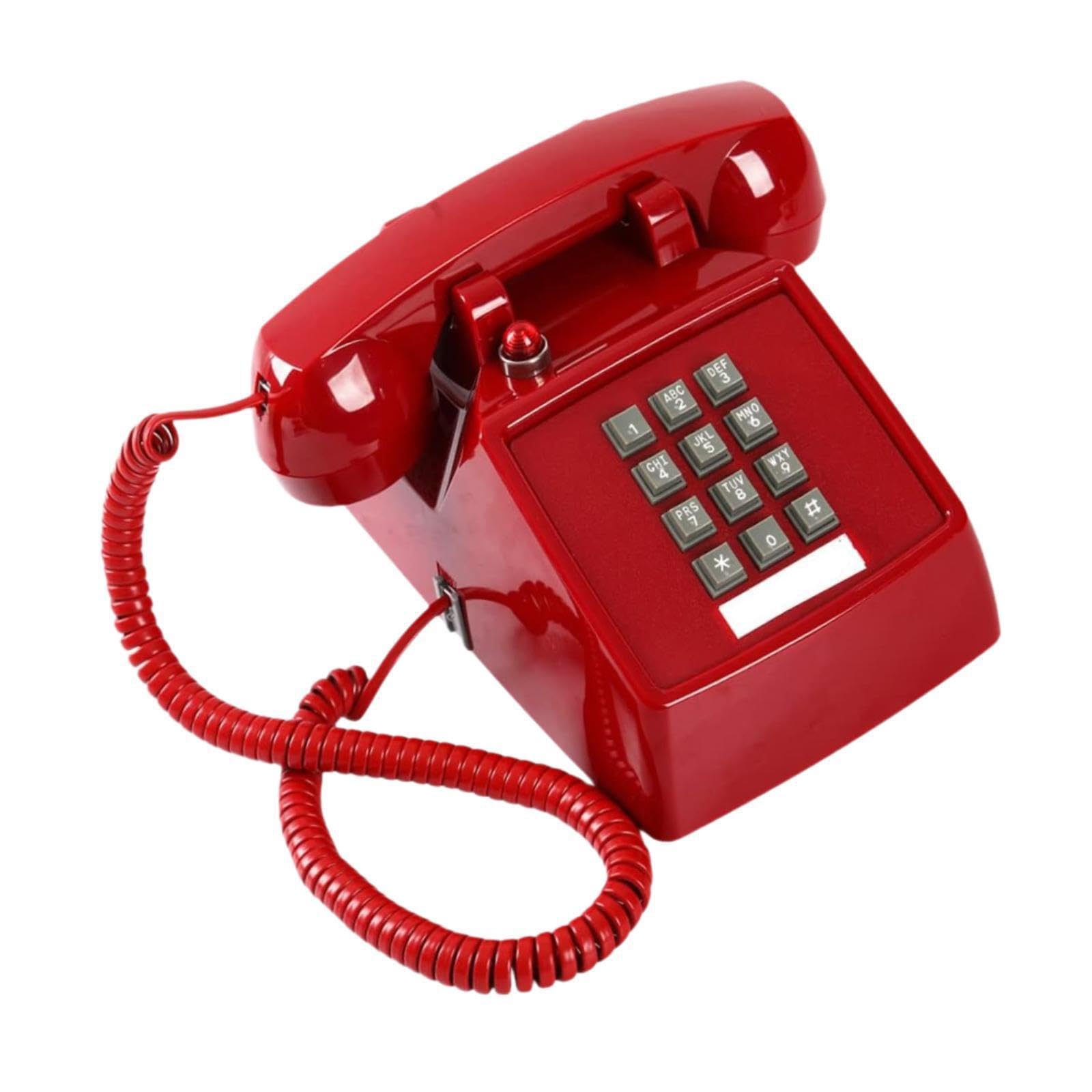 Téléphone Filaire rétro avec Gros Bouton et indicateur Élégant