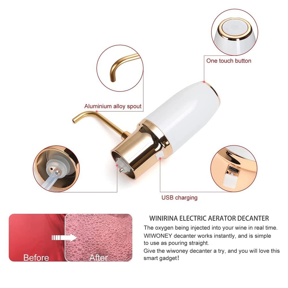 Aeratore Vino Elettrico Automatico – Decanter Portatile Con Ricarica USB, Erogazione Automatica, Si Adatta A Quasi Tutte Le Bottiglie