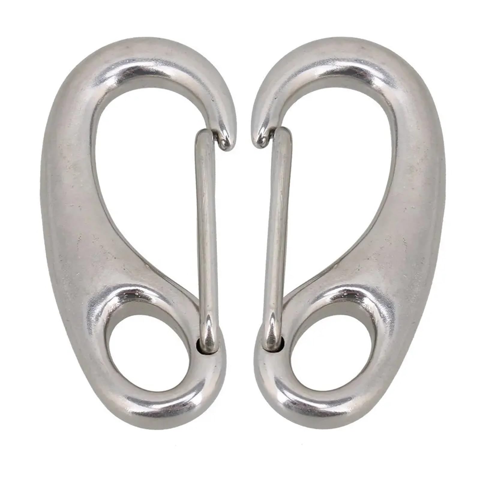 Clips a presión Mosquetones de Acero Inoxidable 304 con Forma Huevo, Cierre Resorte, multifuncionales, for Senderismo, Acampada, cinturón, Gancho liberación rápida, 10/5/2 Unidades(2Pcs)