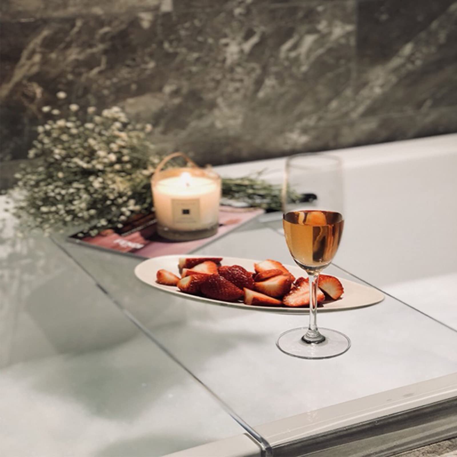 Badewannentabletts, (de:(Transparentes Badewannentablett aus Acryl, wasserdichte Ablage für die Badewanne, Badezimmerzubehör, Spa-Board, luxuriöser Badewannentisch, 29,5" L x 7,9 B x 2 H,