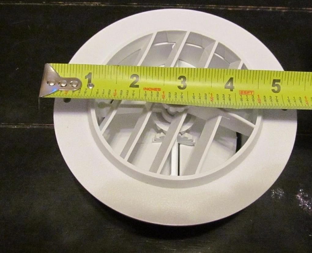 5 1/2" Face 4" Back WHITE Round Rotaire Grille Damper Heat AC Register Vent RV