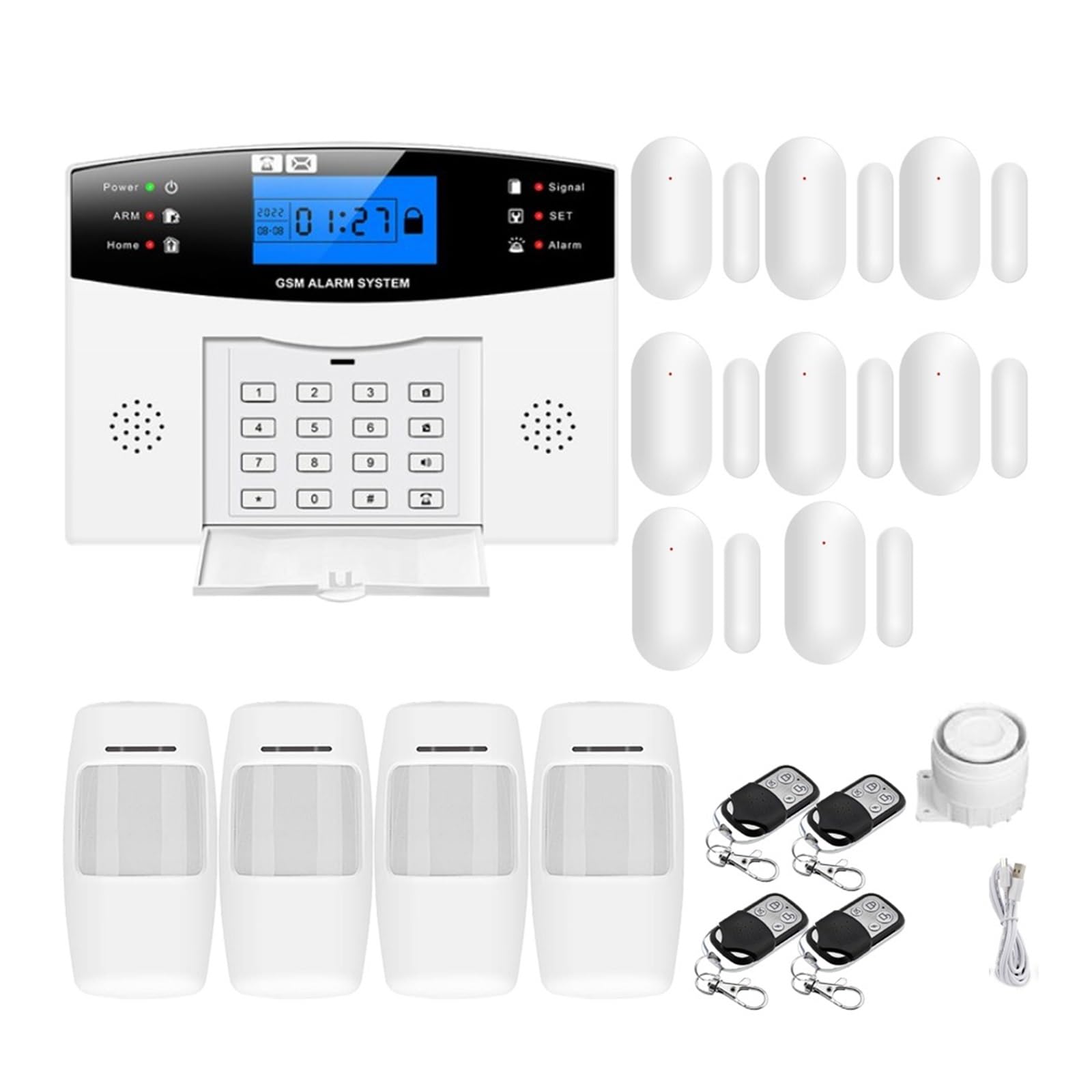 Tuya Wifi Wireless Home Security GSM Alarm System Remote Control Auto Dial PIR Door Sensor Siren Remote Monitoring(Kit F)