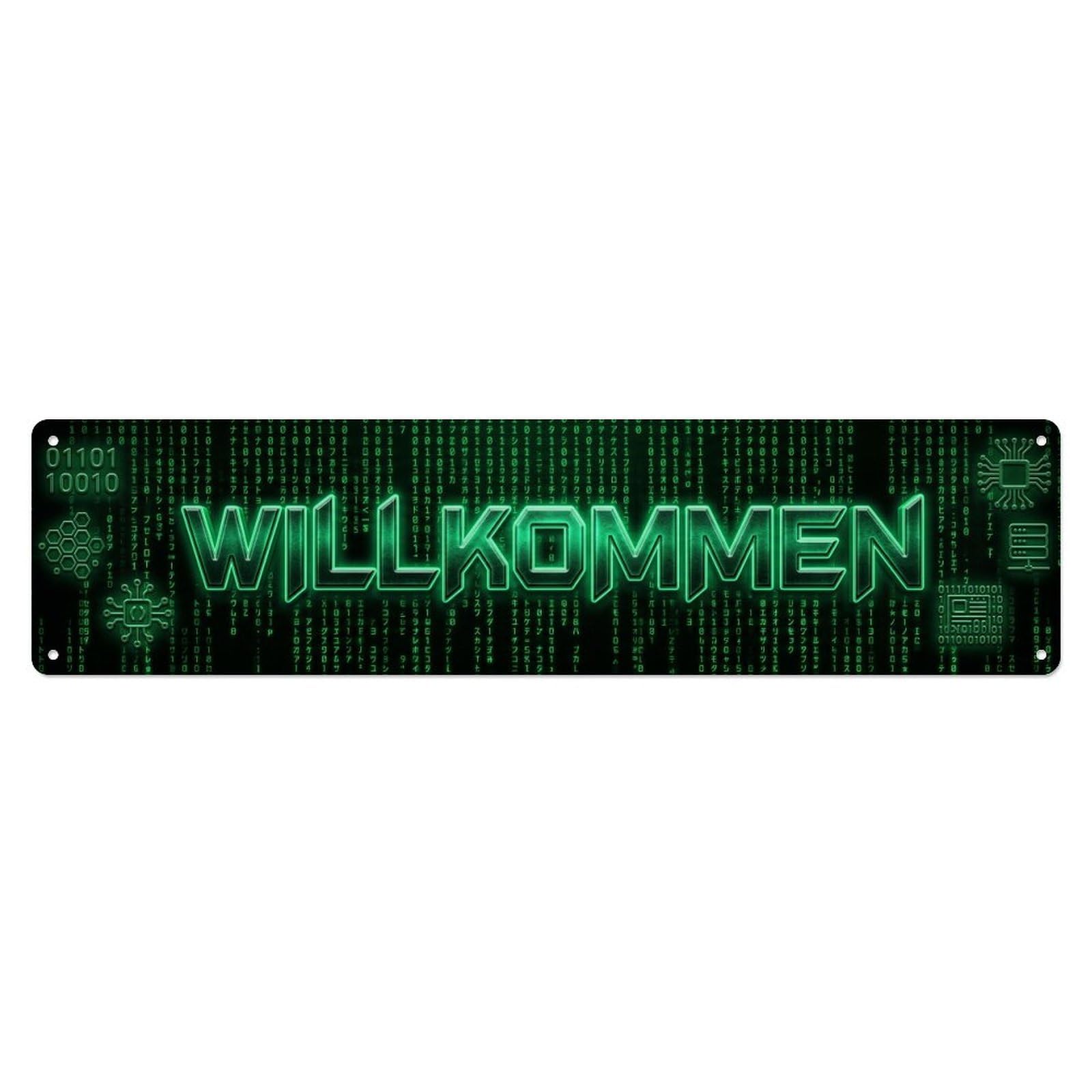 Digital Matrix Code Cyber Welcome Metal Tin Sign