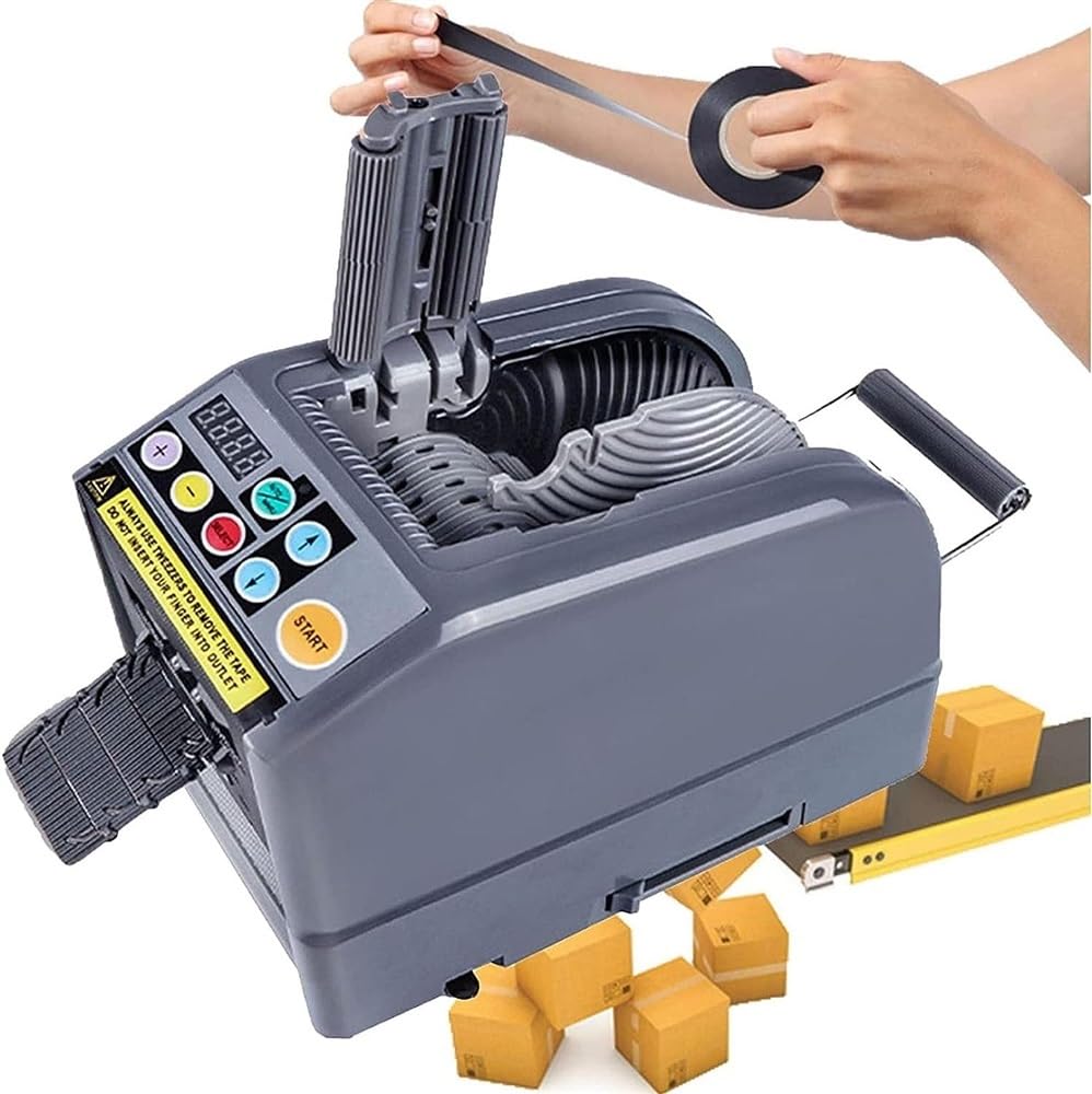 Robusto distributore Automatico di Nastro Adesivo, taglierina elettrica per Nastro Adesivo, con modalità Manuale e Automatica, Taglio di Vari Nastri con larghez