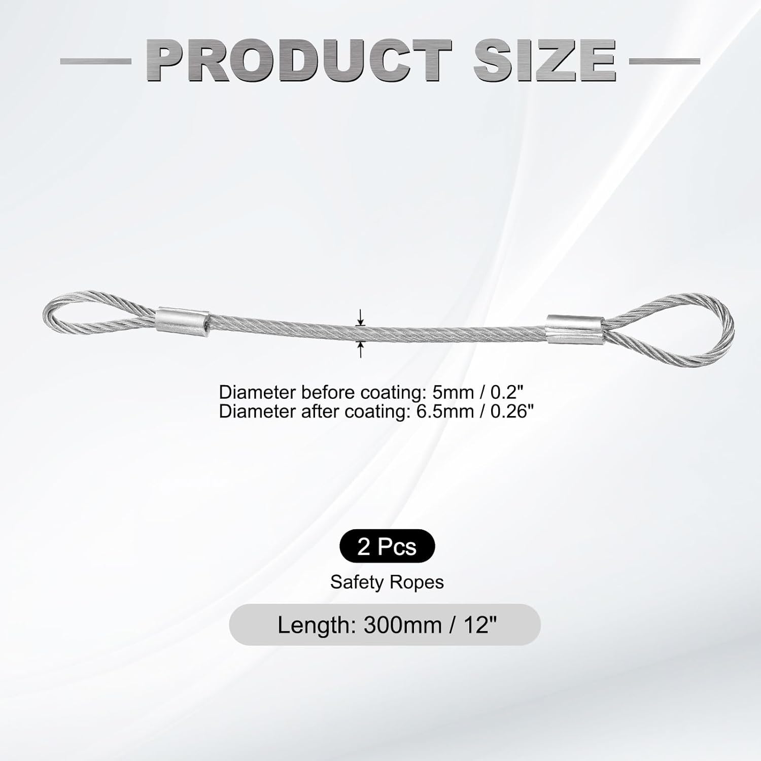PATIKIL 12 Inch Safety Cable Lock, 304 Stainless Steel Security Wire Ropes Double Loop Anti-Theft Safety for Bicycles Luggage Stage Lighting, Clear