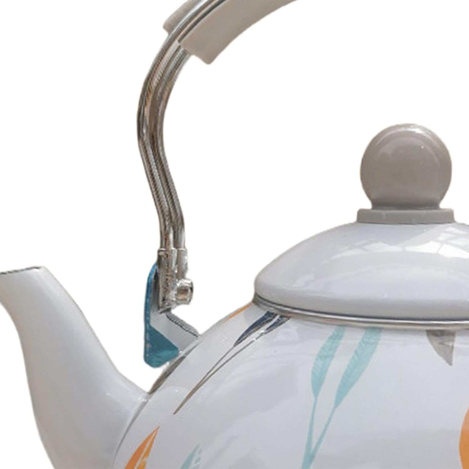 Enamel Teapot 3L with Handle,Large Capacity Vintage Sturdy Water Kettle Leaf Enamel Pot for Household Kitchen Decor Hot Water