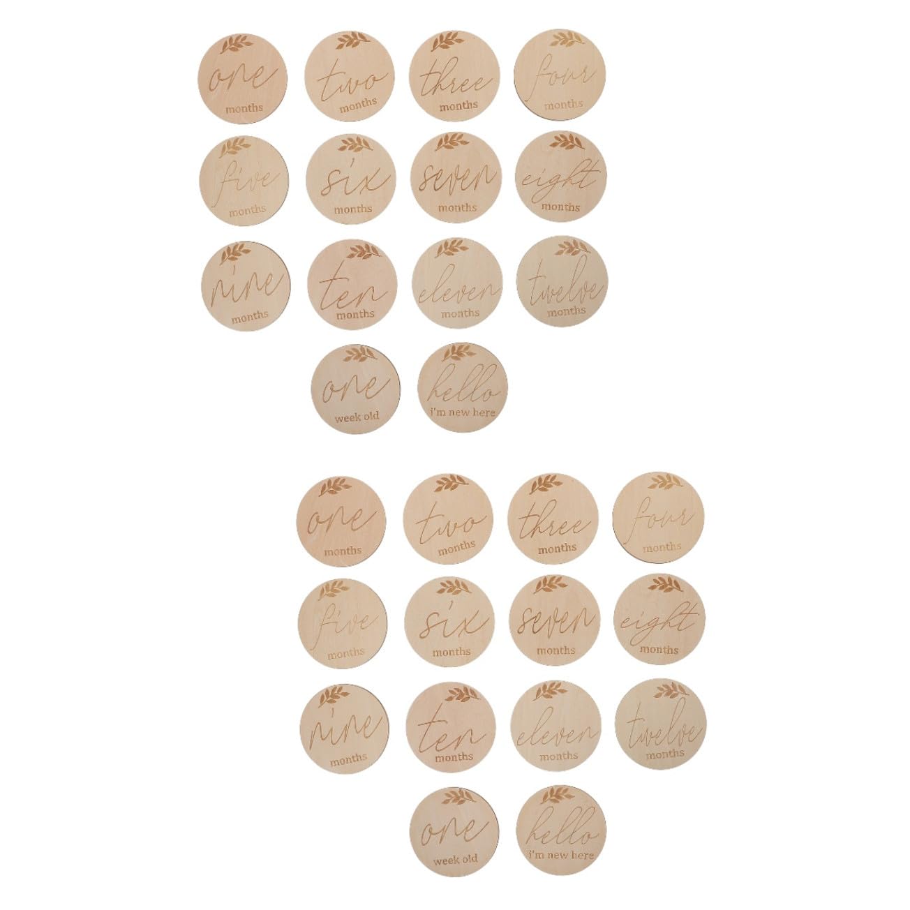 DOITOOL 28piezas Tarjetas De Madera para Bebés De Tarjetas Mensuales De Decoración De Crecimiento Infantil Ornaments De Madera para Fotografía Familiar Diámetro