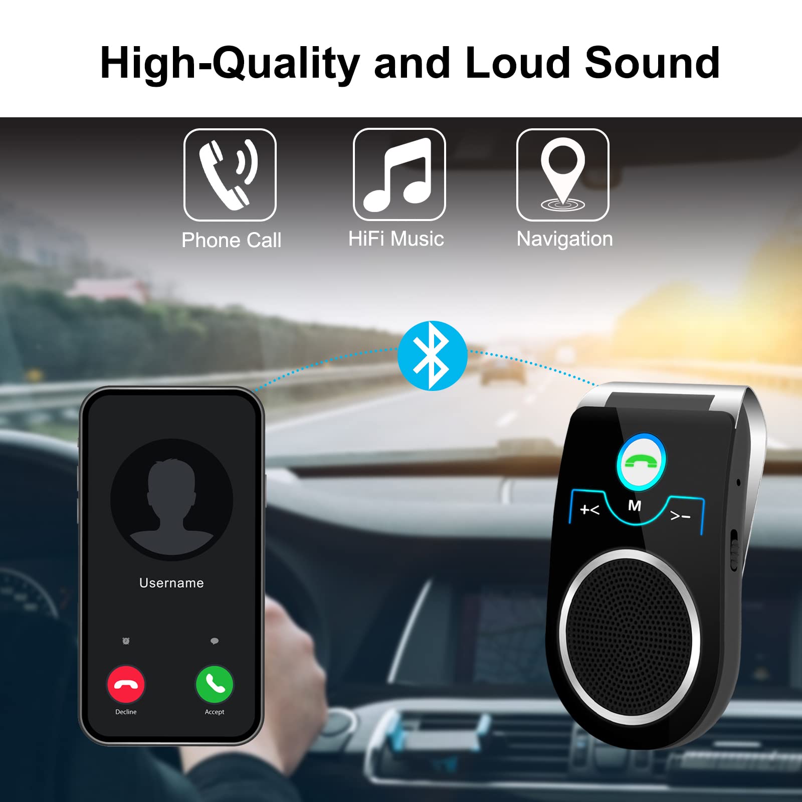 Kit Mains Libres Voiture Bluetooth 5.0 - Haut-Parleur 3W Avec Réduction De Bruit