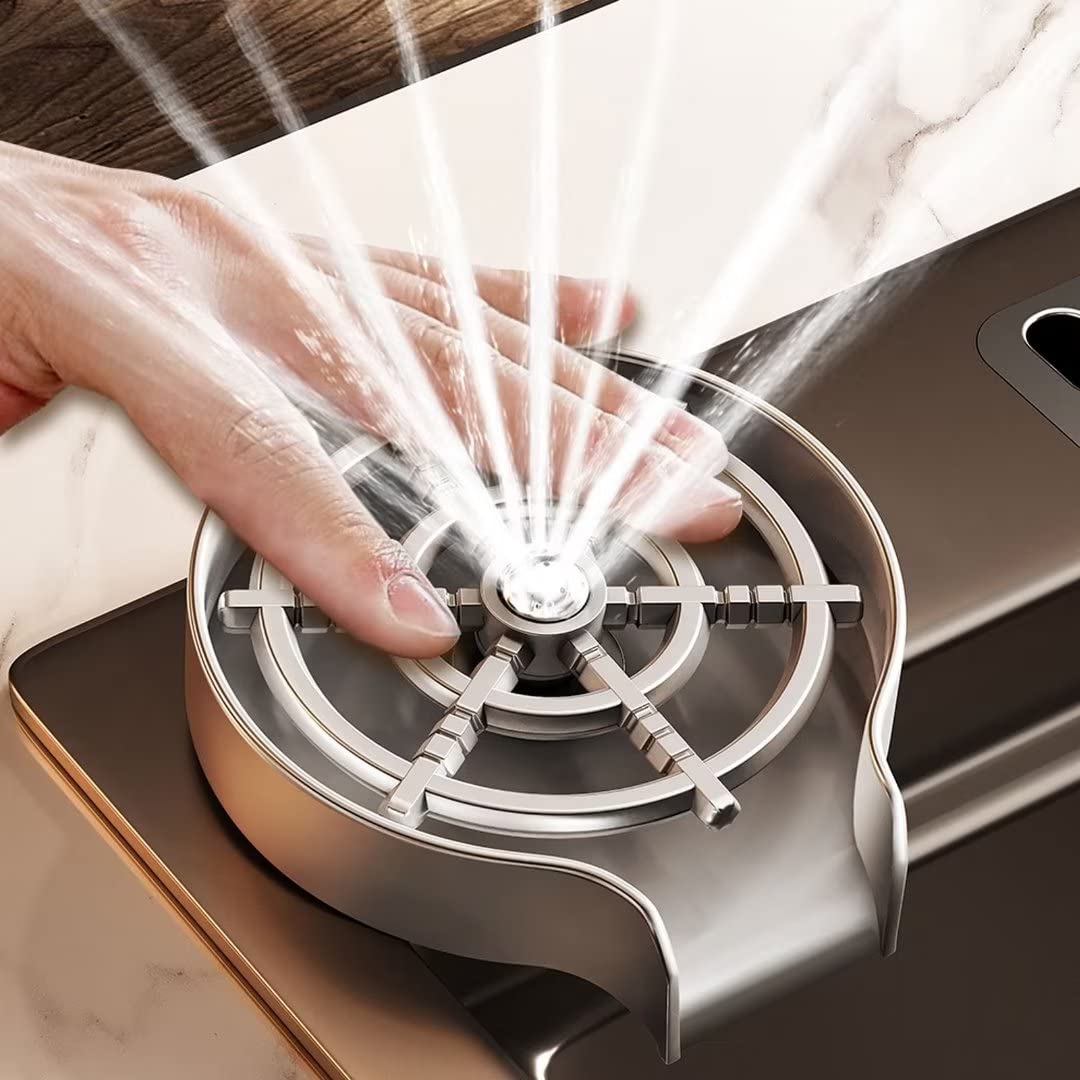 Lavabottiglie per rubinetti da Cucina, Accessori per lavastoviglie in Acciaio Inox, sciacquabicchieri per Bar, sciacquabicchieri per lavelli, lavabicchieri per lavelli da Cucina (Grigio Stella)