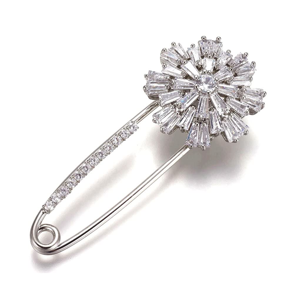 Via Mazzini Platinum Plated Traditional American Diamond Flower Brooch Cum Saree Pin for Women and Girls (Brooch0520) 1 Pc (B0BSR2CKTG) Amazon Price History, Amazon Price Tracker